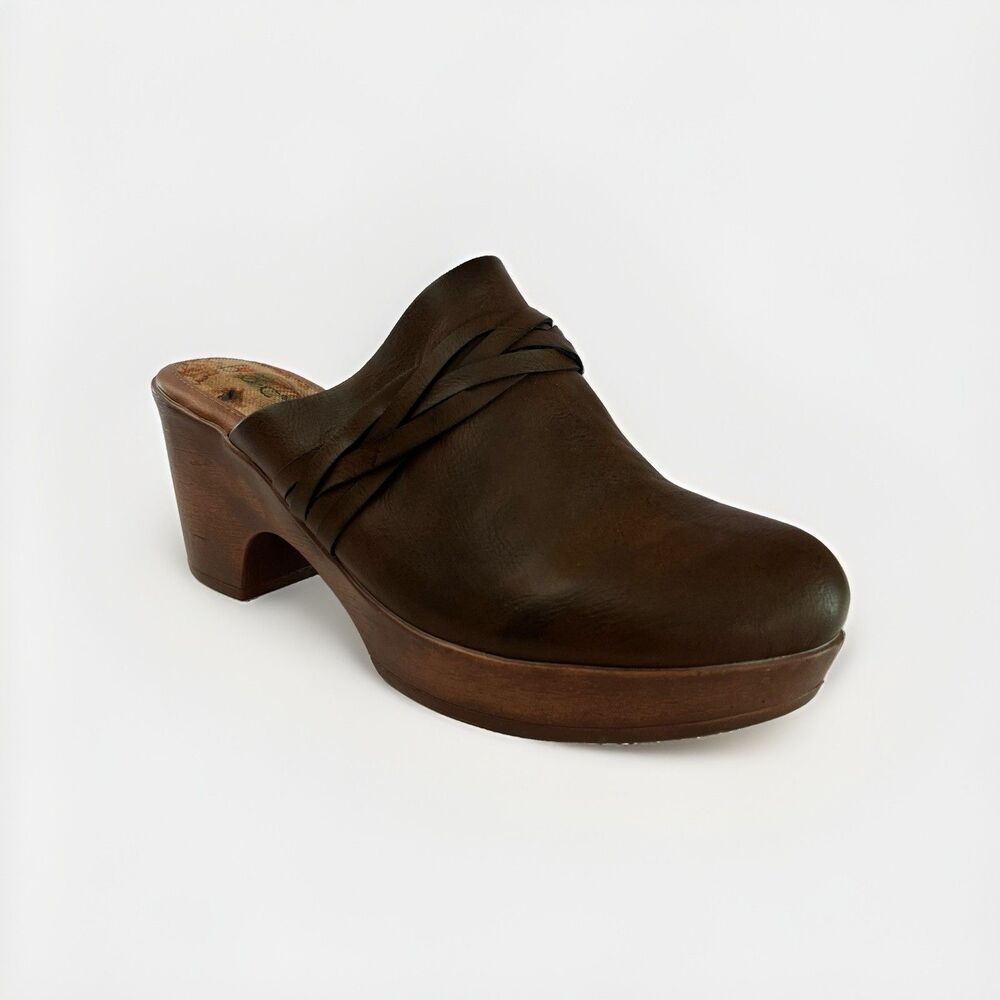 B.O.C Women's Size 11M Brown Leather Slip-On Mule Clogs Sandals CHD22